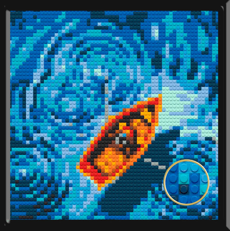 Boat Blue Ocean  Home Decor Bricked Mosaic Portrait 20x20