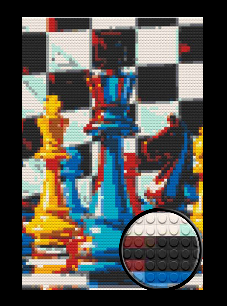 Chess Pieces Bricked Mosaic Home Decor 20x30"
