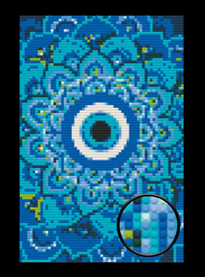 Evil Eye Mandala Bricked Mosaic Home Decor 20x30"