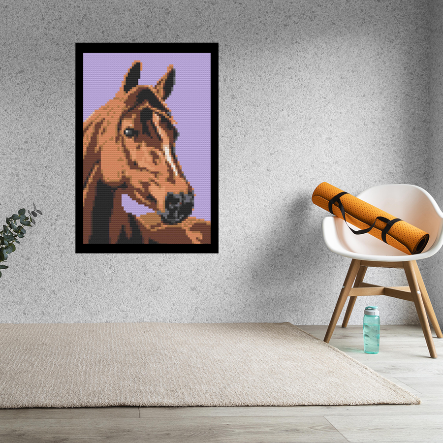 Vectored Horse Art Piece Home Wall Decor Bricked Mosaic Portrait 20x30