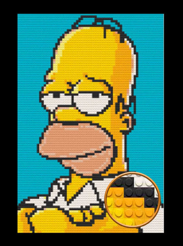 Homer Art Piece Home Wall Decor Bricked Mosaic Portrait 20x30