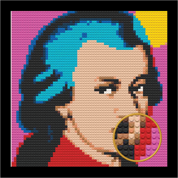 MOZART POP ART BRICKED MOSAIC PORTRAIT 20X20