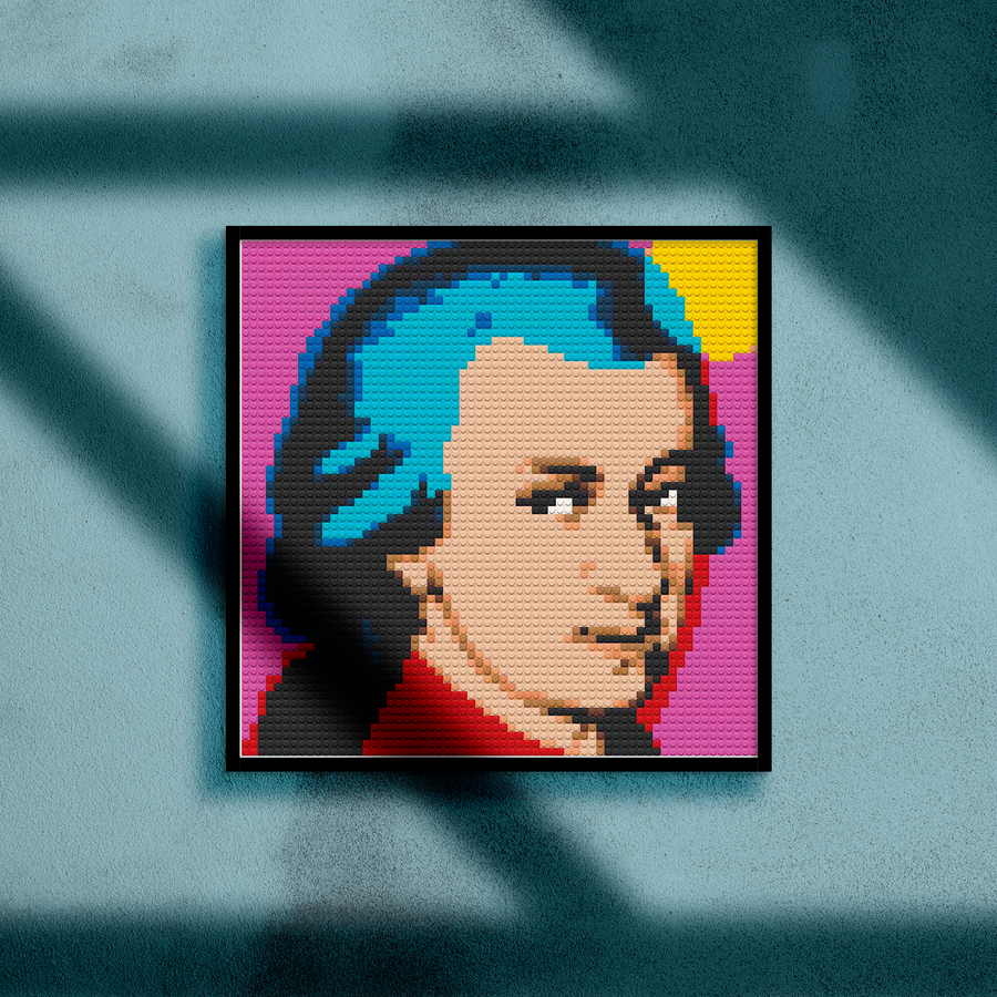 MOZART POP ART BRICKED MOSAIC PORTRAIT 20X20