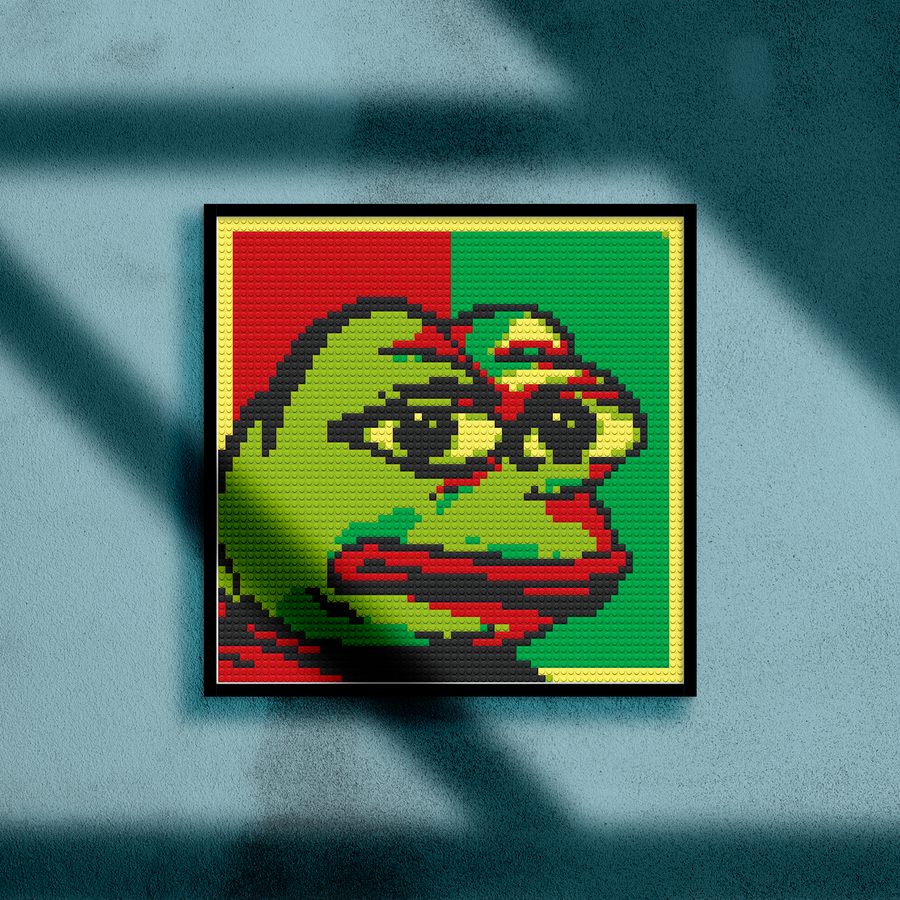 PEPE POP ART BRICKED MOSAIC PORTRAIT 20X20