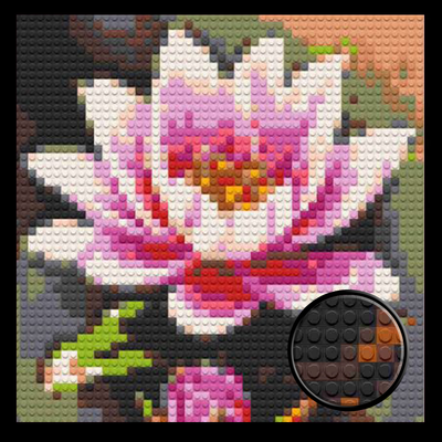 Pink Lotus Flower Home decoration Bricked Mosaic Portrait 16x16"