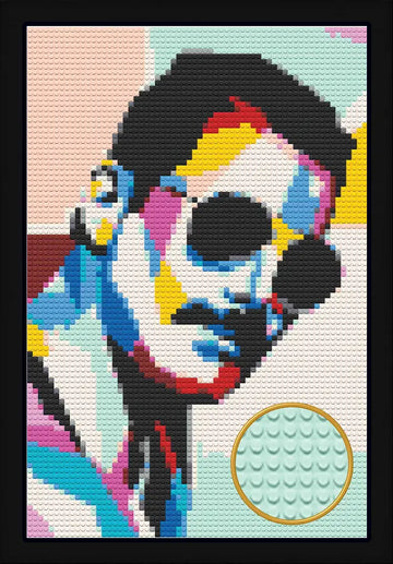 POP ART FREDDIE MERCURY BRICKED MOSAIC PORTRAIT 20X30 Memobrick