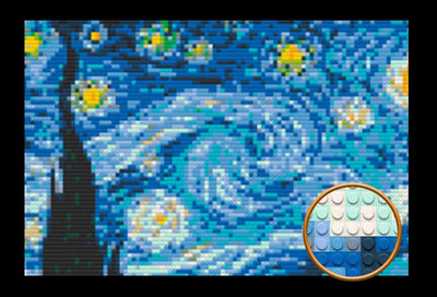 Starry Night Art Piece Home Wall Decor Bricked Mosaic Portrait 20x30" Memobrick