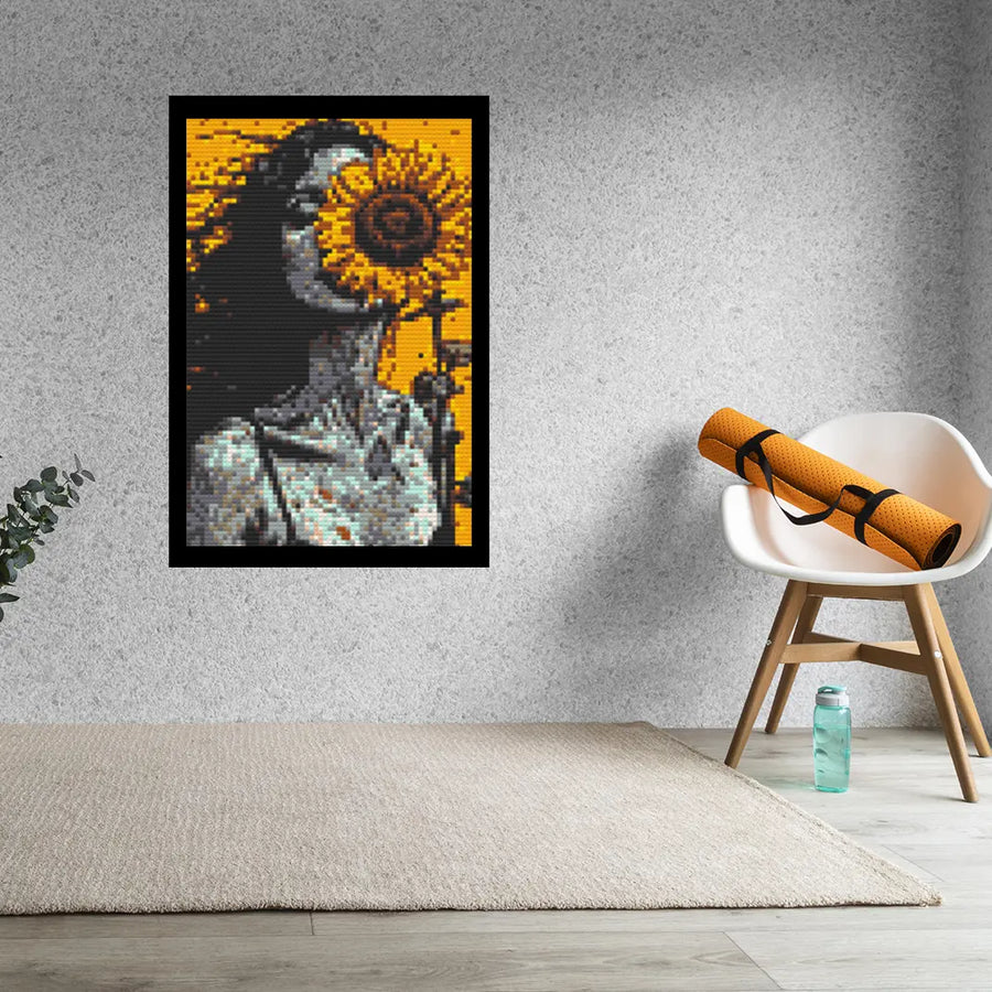 Sunflower Girl Bricked Mosaic Home Decor 20x30