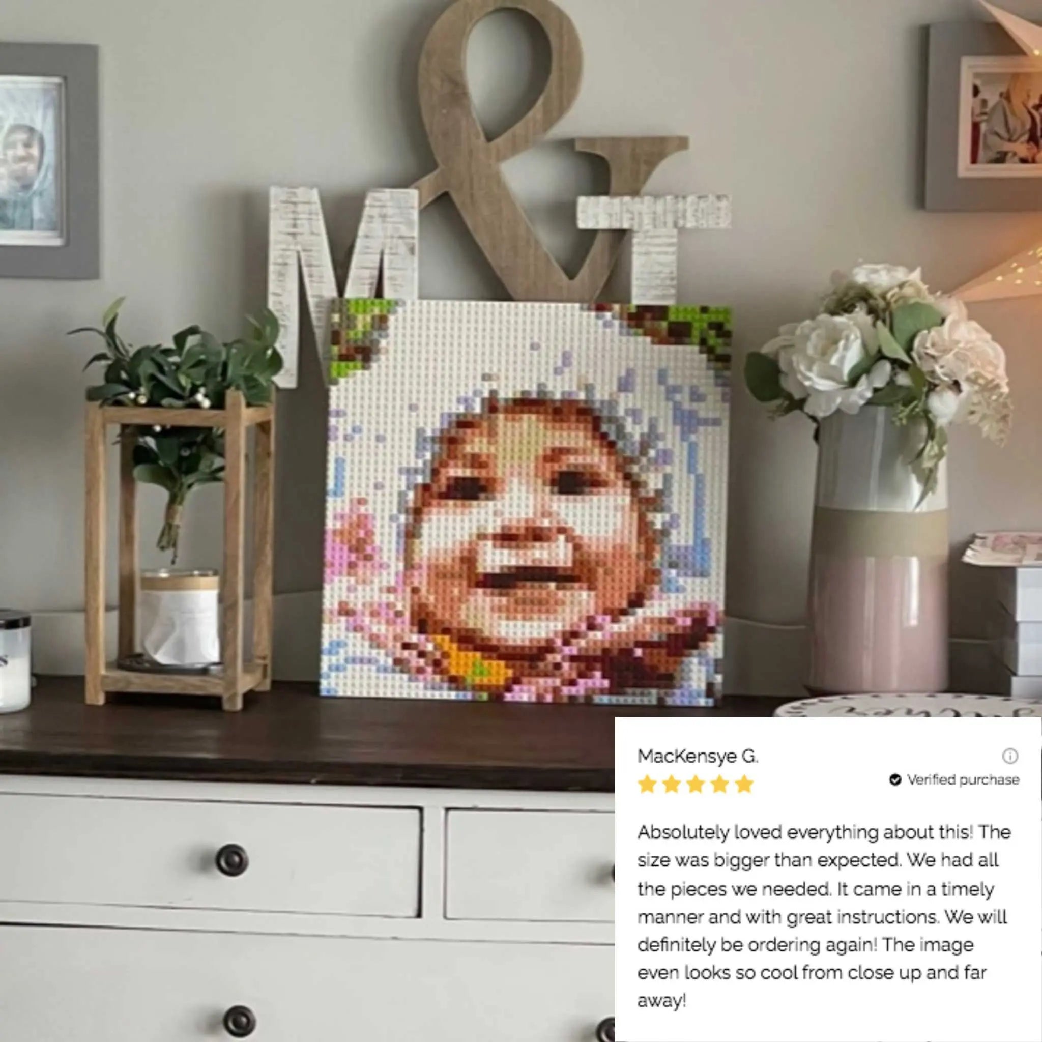 Custom Bricked Mosaic Portrait 16x16" - Memobrick