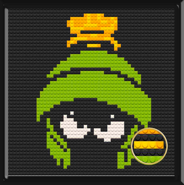 Marvin The Martian  Home Decor Bricked Mosaic Portrait 16x16