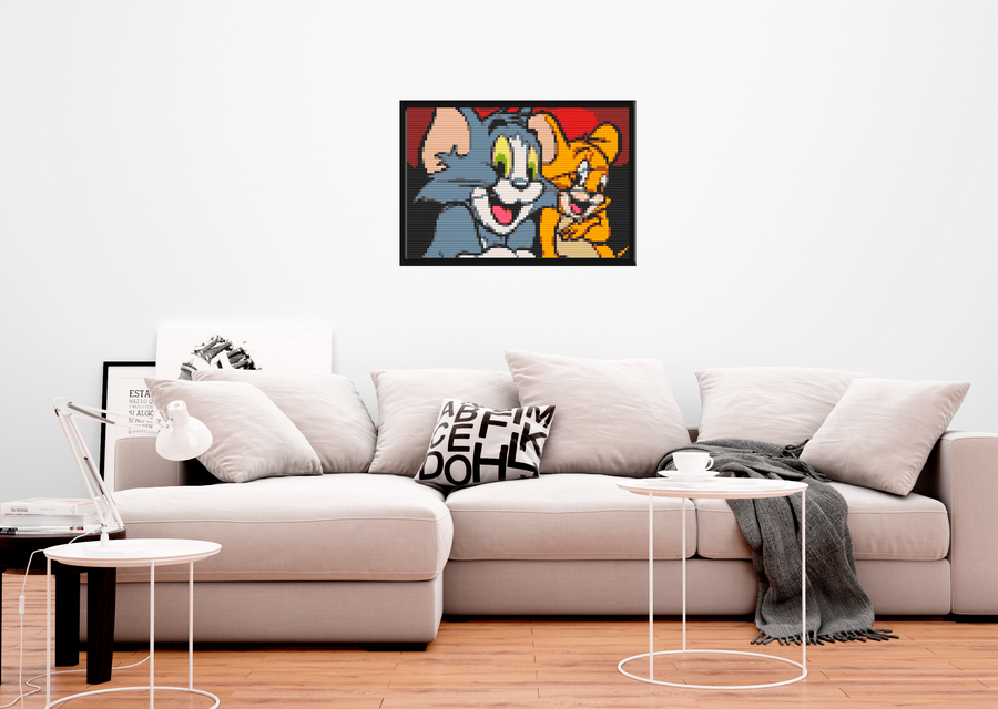 Tom And Jerry Home Decor Bricked Mosaic Portrait 20x30''