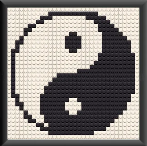 Yin and Yang Balance Tao Energy Home decoration Bricked Mosaic Portrait 10x10"